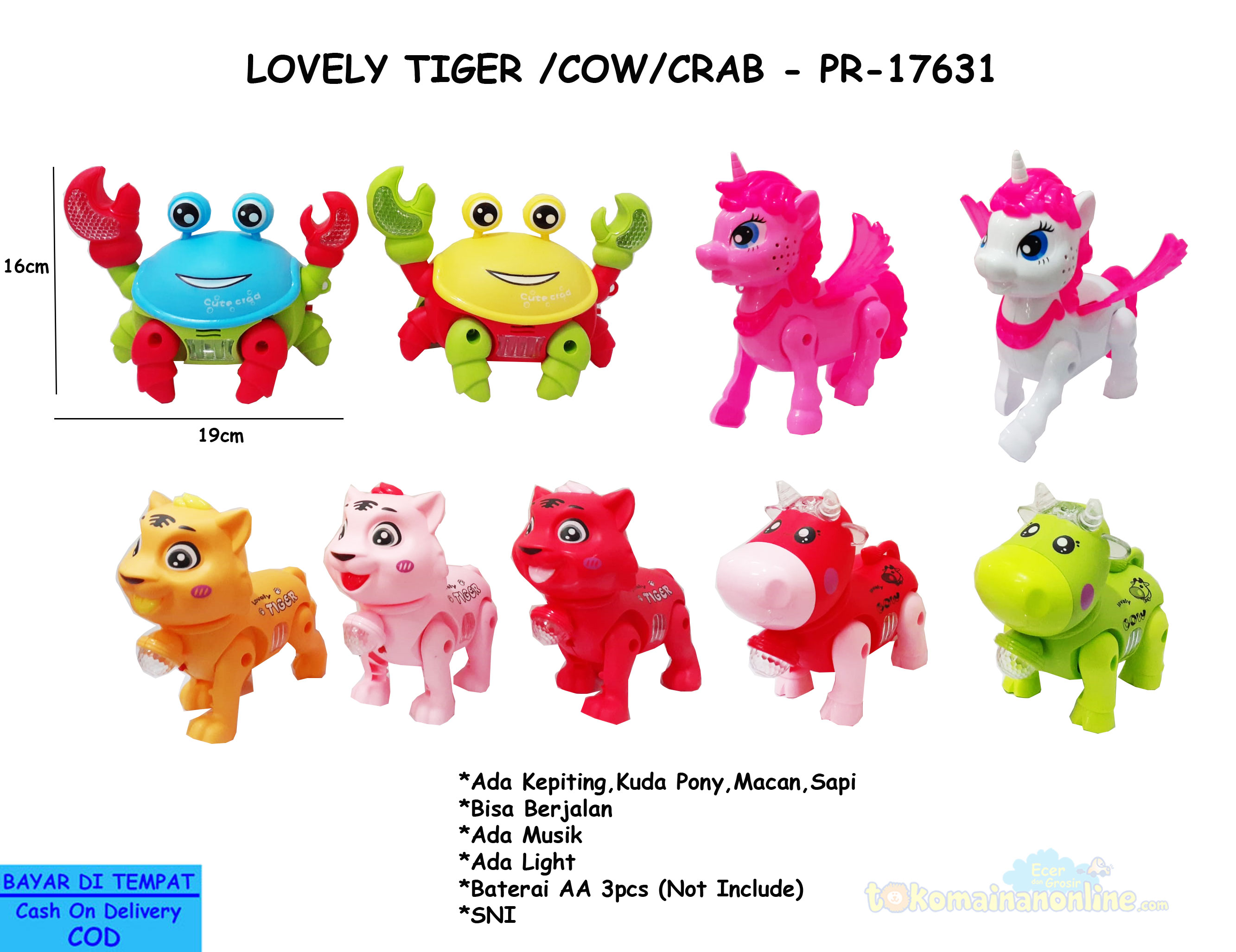 toko mainan online LOVELY TIGER /COW/CRAB - PR-17631