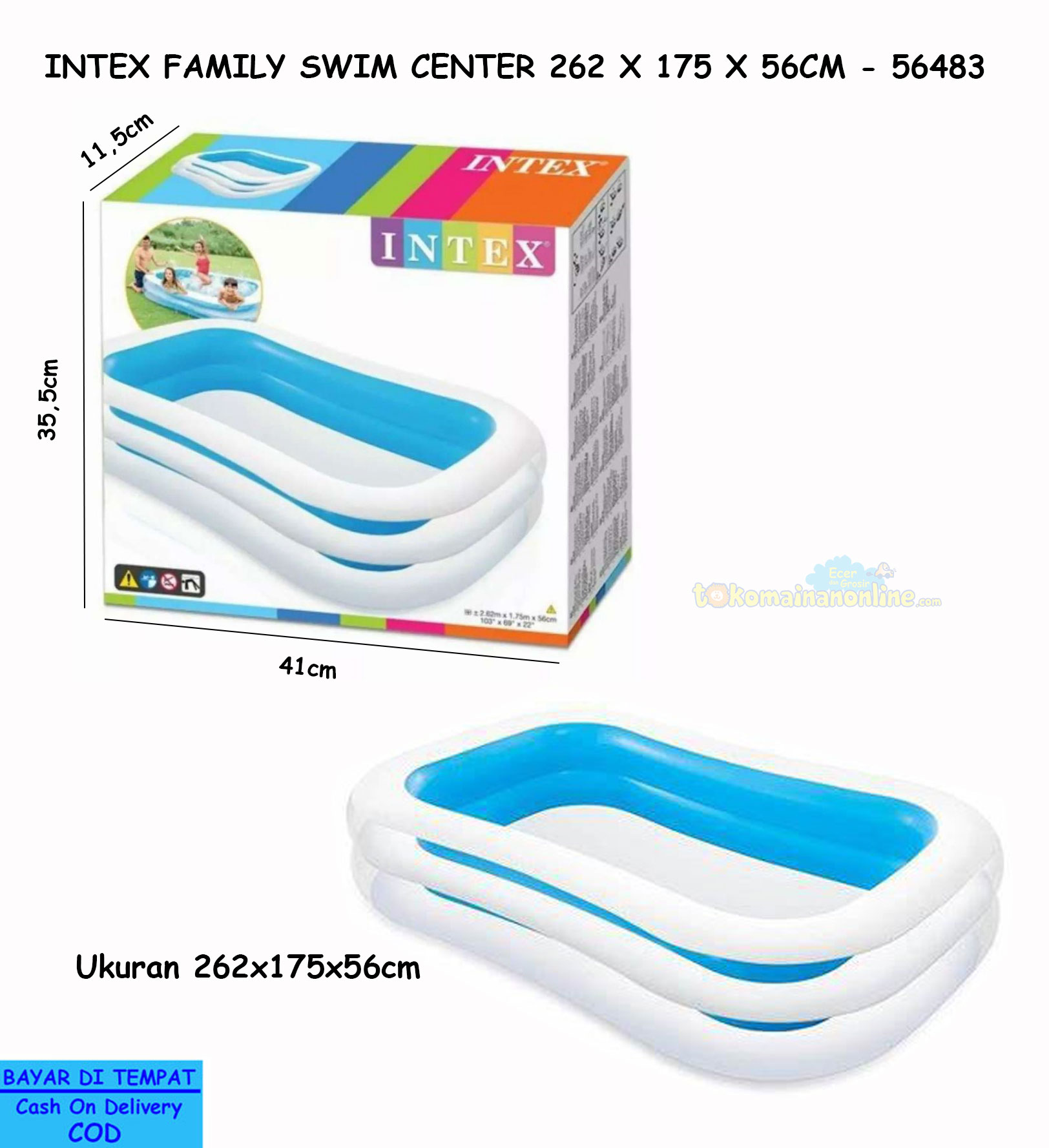 toko mainan online INTEX FAMILY SWIM CENTER 262 X 175 X 56CM - 56483