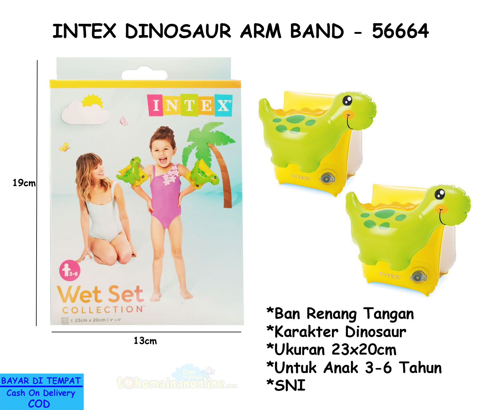 toko mainan online INTEX DINOSAUR ARM BAND - 56664