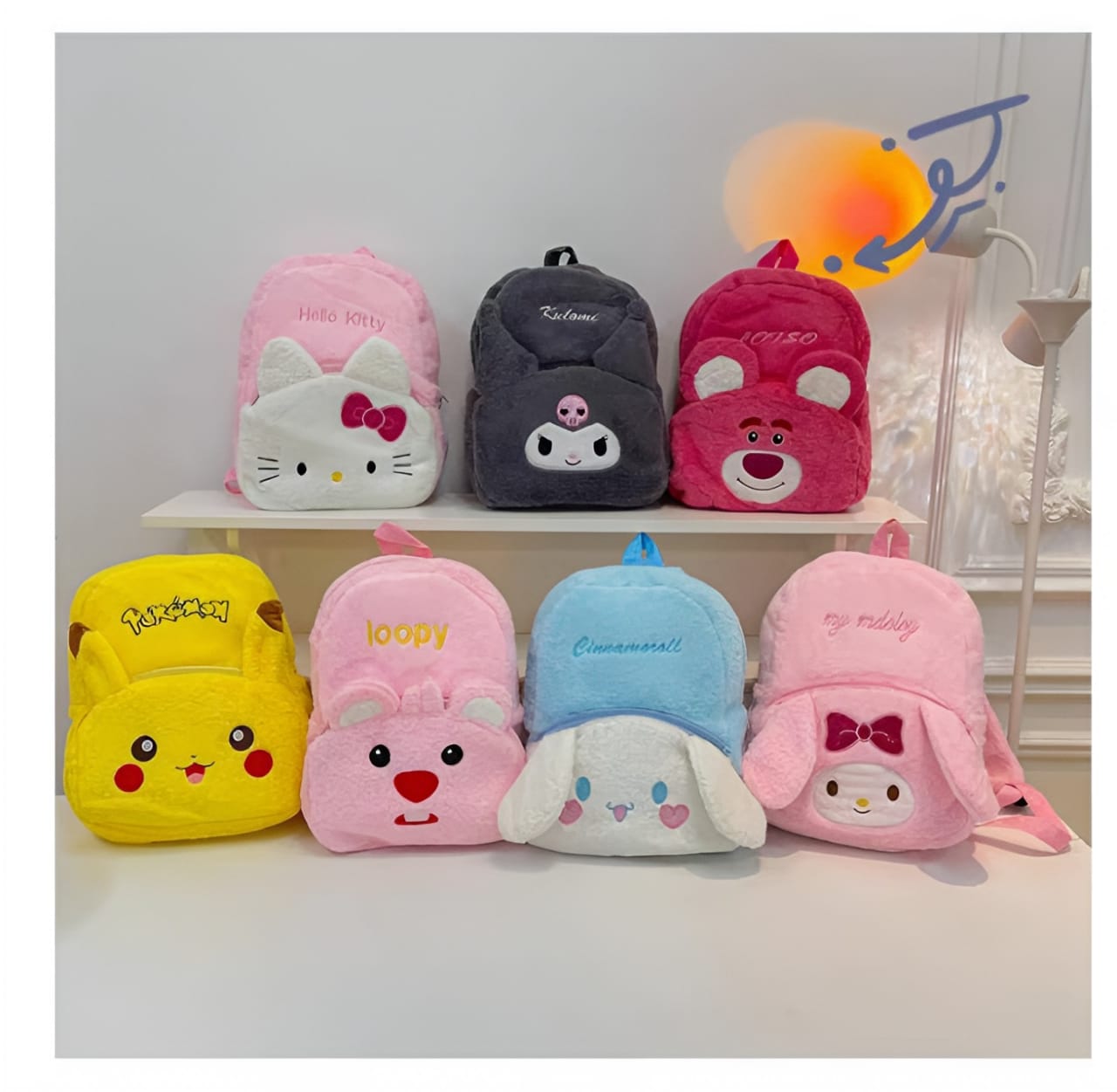 toko mainan online TAS RANSEL BULU SANRIO STITCH LOTSO